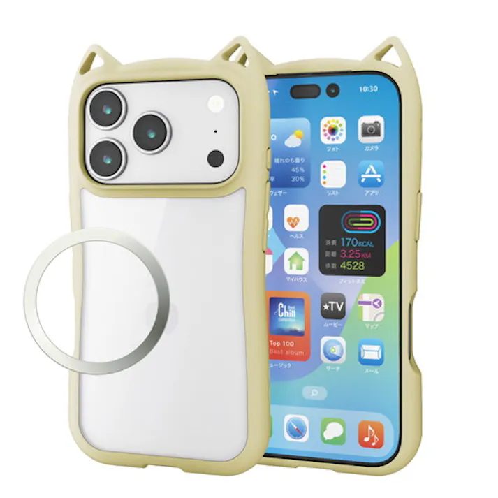 iPhone 17 Pro ケース ハイブリッド 衝撃吸収 猫耳デザイン 背面透明 キナコ