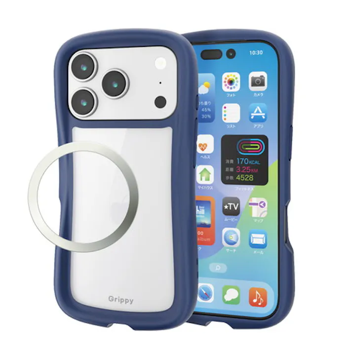 iPhone 17 Pro ケース ハイブリッド 衝撃吸収 Grippy 紺色