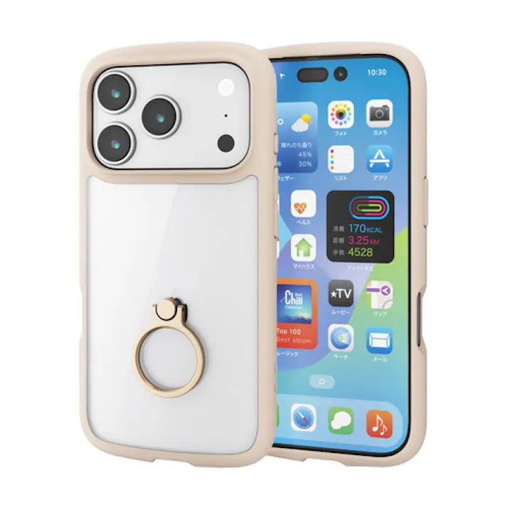 iPhone 17 Pro ケース ハイブリッド 衝撃吸収 軽量 薄型 リング付 茶
