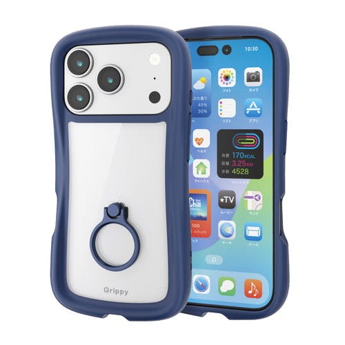 iPhone 17 Pro ケース ハイブリッド 衝撃吸収 リング付 Grippy 紺色 ケース・ストラップ iPhone 17 Pro ケース ハイブリッド 衝撃吸収 リング付 Grippy 紺色 ケース・ストラップ