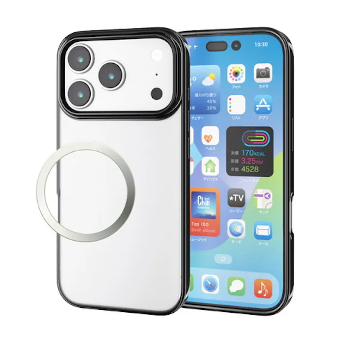 iPhone 17 Pro ケース ソフト 薄型 メタリックデザイン 黒