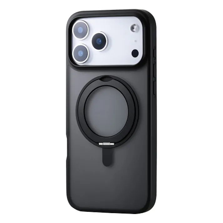 iPhone 17 Pro Max ケース ハイブリッド MAGKEEP 360度回転スタンド付 黒