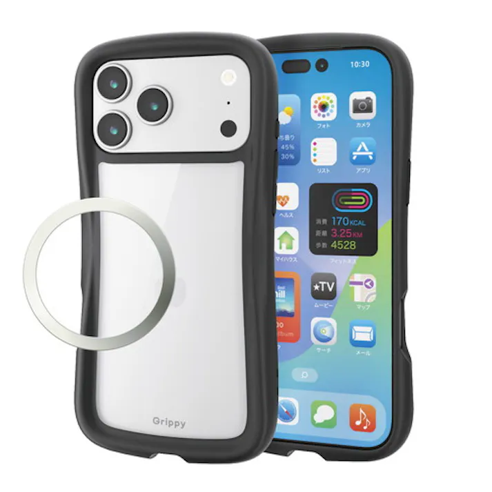 iPhone 17 Pro Max ケース ハイブリッド 衝撃吸収 Grippy 黒
