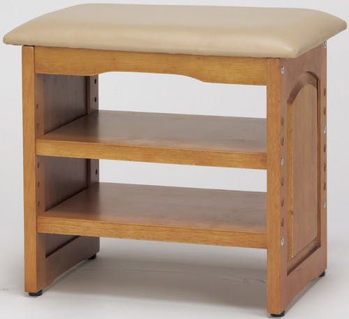 木製収納付き玄関ベンチ 45cm幅 ガタつき防止付き 送料込み ＃flife-4589978088549 間仕切り・パーテーション