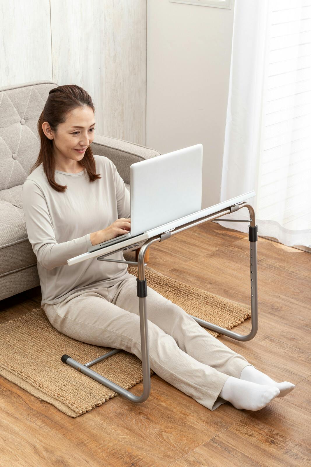 テーブル コンビニエンステーブル ホワイトウォッシュ 簡単に引き寄せ