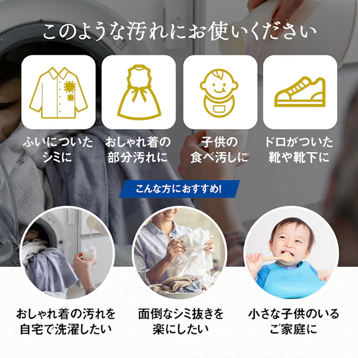 【クリーニング屋さんの衣類ポイント洗剤 165g お得な3本セット】 ちあふる サッと塗るだけ!汗ジミ、皮脂、ファンデーション汚れ、ドロ、食べこぼし汚れなどの5つの部分汚れに対応! JAN:4989409102514