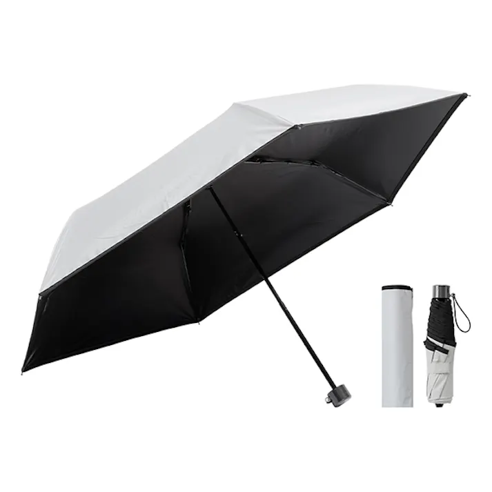 【遮熱・耐風 晴雨兼用折り畳み傘 グレー】 ちあふる 遮光率、UVカット率99%以上で、強い日差しの遮熱・UV対策に!持ち運び安い軽量サイズ 男女兼用 JAN:4989409103436