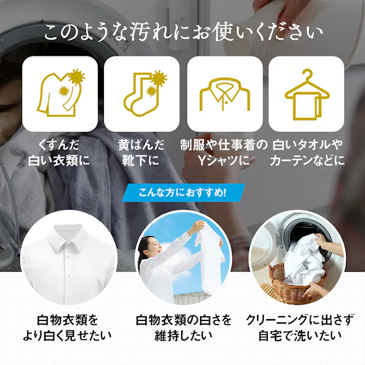 【クリーニング屋さんの衣類ホワイトニング洗剤 180g】 ちあふる 浸透洗浄+ホワイトニング効果で、くすんだYシャツや制服、靴下などの衣類をより白く! JAN:4989409103559