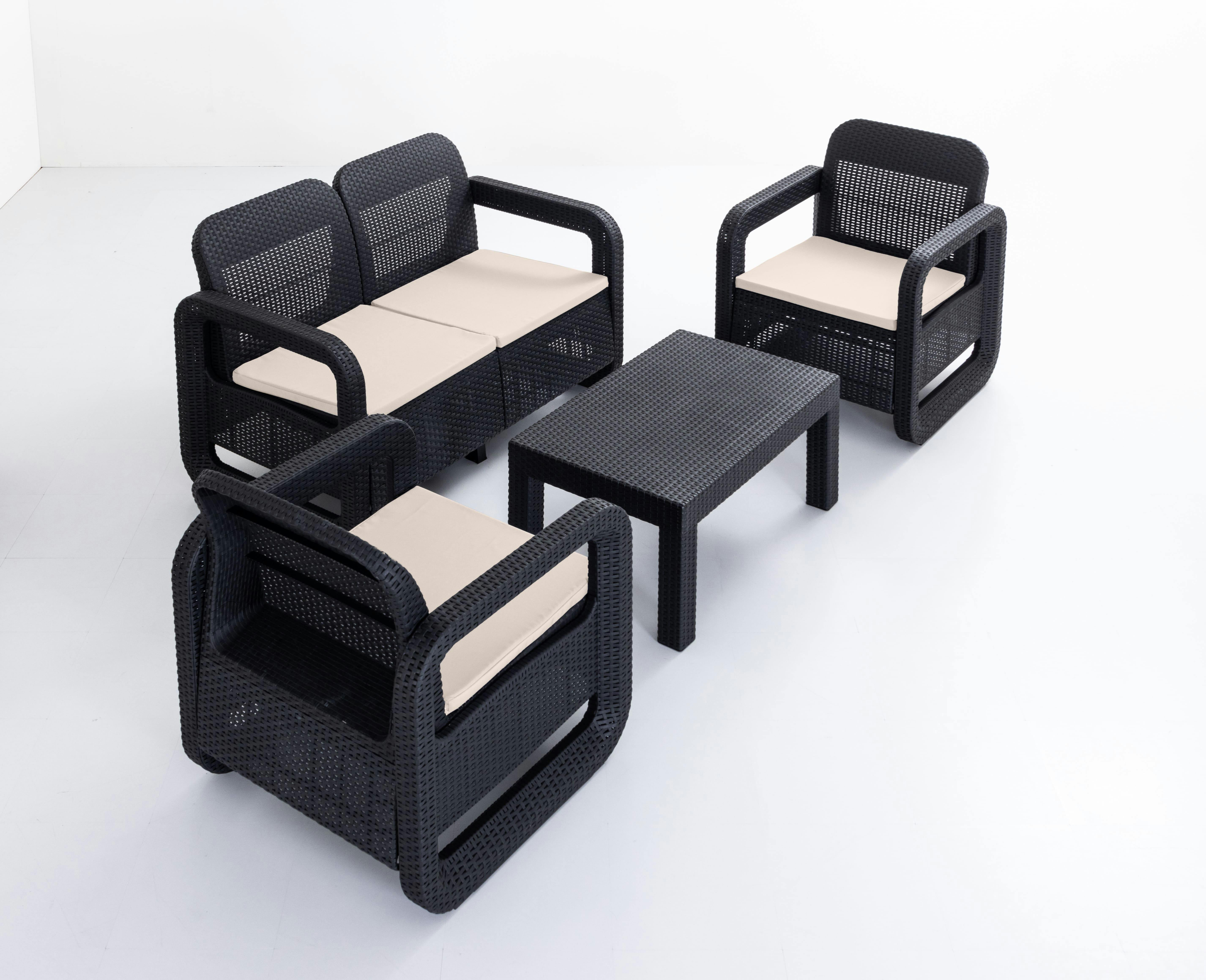 ガーデンテーブル＆チェア 4点セット BK [送料無料][組立商品