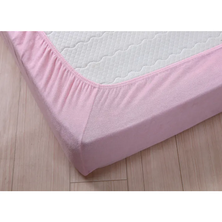 綿100%やわらかタオル地のびのびシーツ同色2枚組 セミダブル ピンク 送料込み #flife-4589978836034