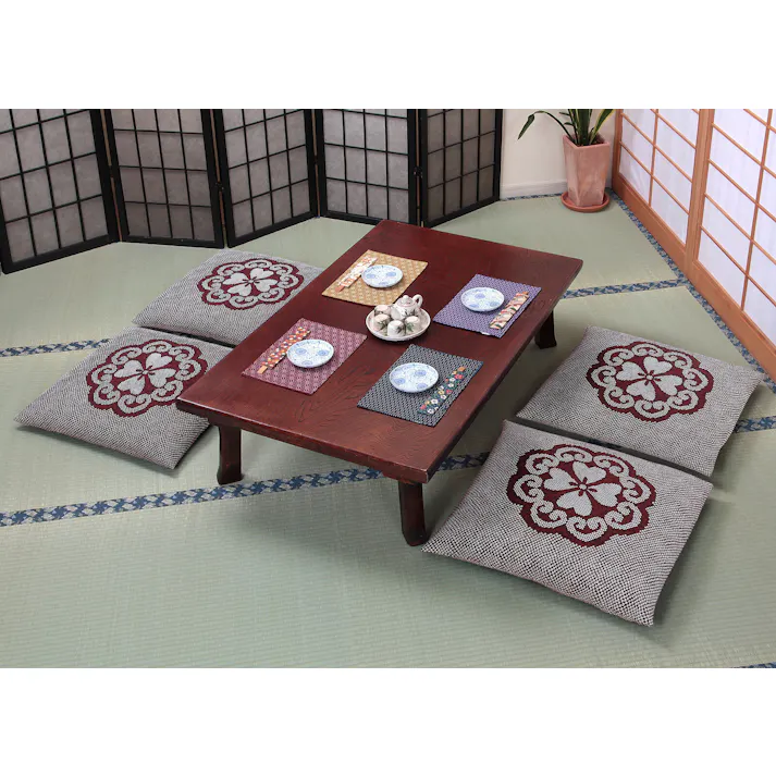 日本製 小紋柄 座布団カバー 同色5枚組 エンジ ※カバーのみ 送料込み #flife-4589978836089