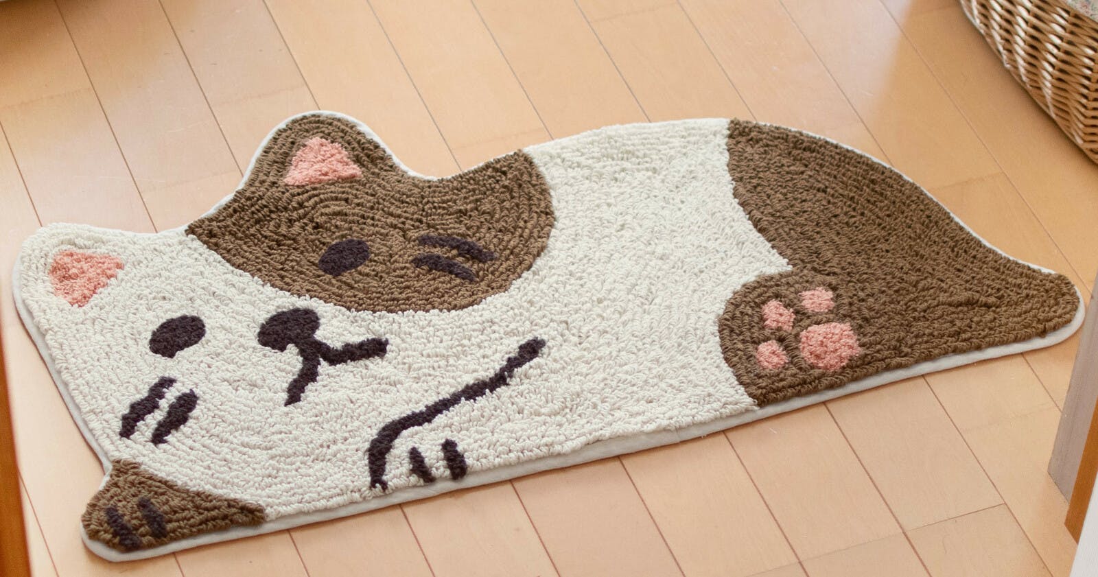 おかえりアニマル玄関マット ぶちねこ 癒し系マット 玄関マット 綿混 洗面所・ベッドサイド・リビングの入り口などにも 送料込み ＃flife-a3035020