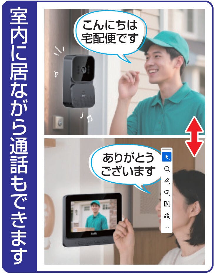 録画機能付き テレビ ドアホン 会話 ビデオ録画機能付き 不審者対策