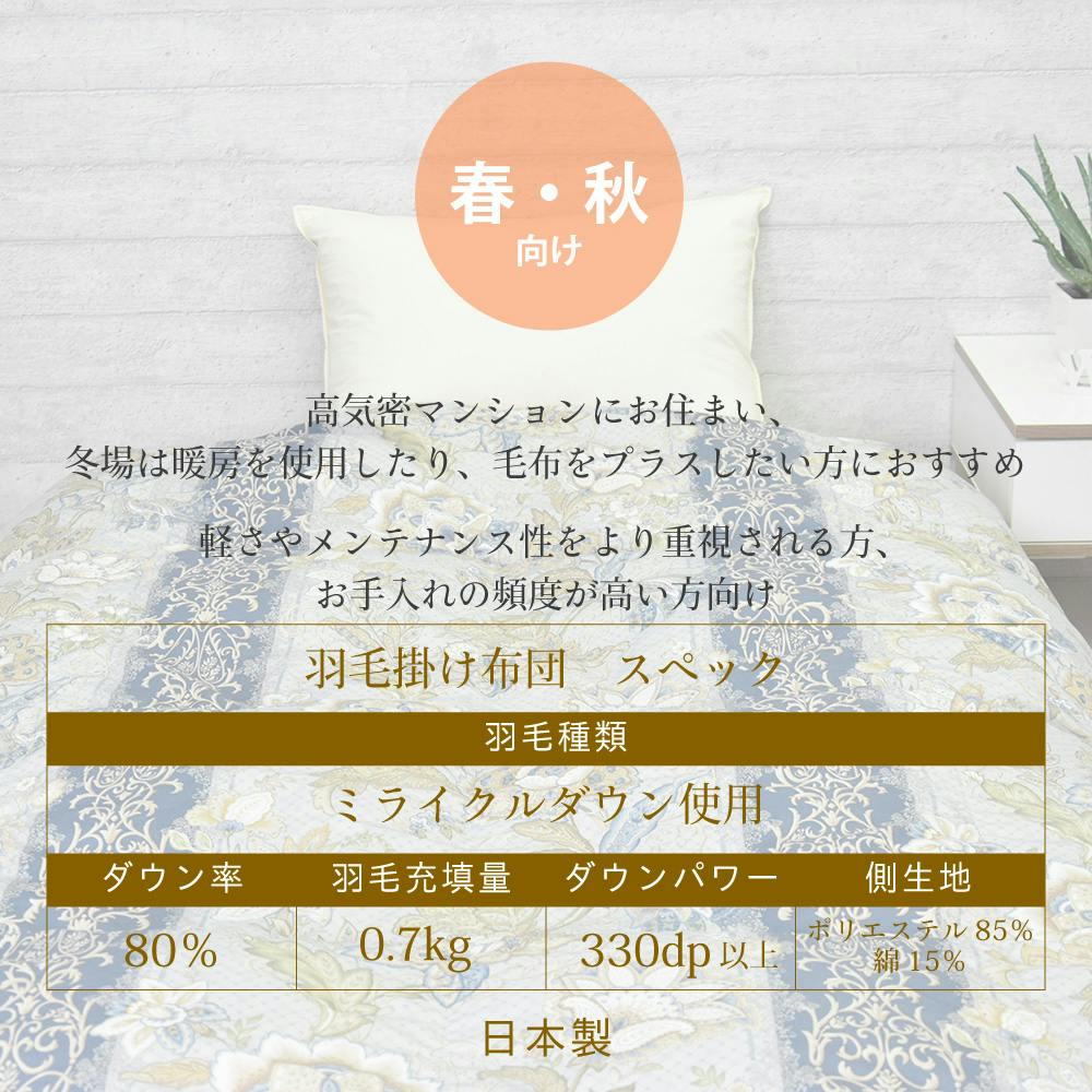 丸八真綿 合掛け ミライクルダウン ダウン80% 150×210cm 0.7kg