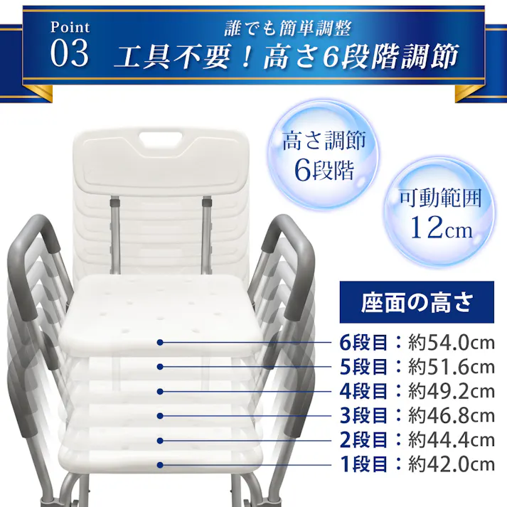 シャワーチェア バスチェアー 入浴介助 お風呂椅子 調高可能 背付き 肘掛け 膝や腰の負担軽減 介護 入浴 お風呂 バスタイム お年寄り シャワーチェアー SR-SBC018KD