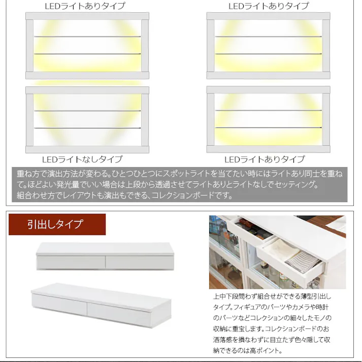 【Recta】しっかり守る頑丈設計 引戸ガラス扉付ユニットコレクションボード 幅90 ガラス棚あり LEDライトなし ホワイト色 WH 白 鏡面 光沢 ハイグロス 引き戸 フィギュア ケース ディスプレイ ドール 保護ケース コレクター 飾り棚 スタッキング ディスプレイ ショーケース