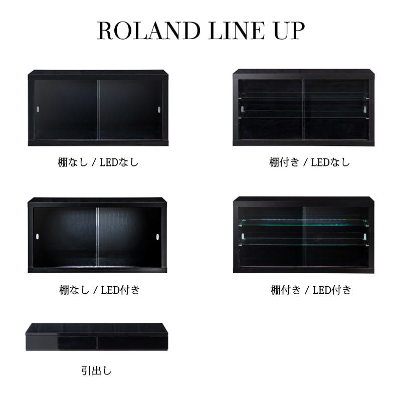 引き戸ガラスケース ROLAND】しっかり守る頑丈設計 引戸ガラス扉付ユニットブラック