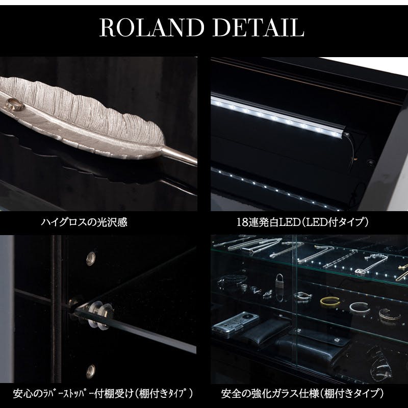 引き戸ガラスケース ROLAND】しっかり守る頑丈設計 引戸ガラス扉付ユニットブラック