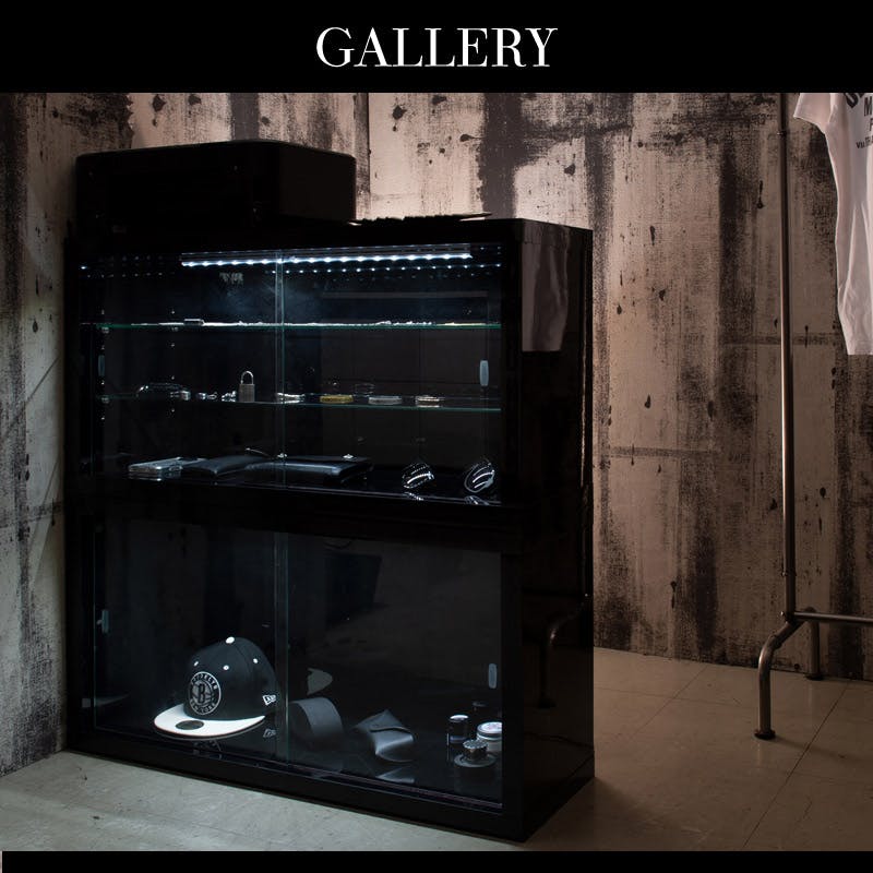 ROLAND】しっかり守る頑丈設計 引戸ガラス扉付ユニットブラック