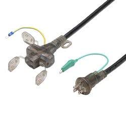 アースピン折りたたみプラグ、防塵キャップ付き電源延長コード(3個口