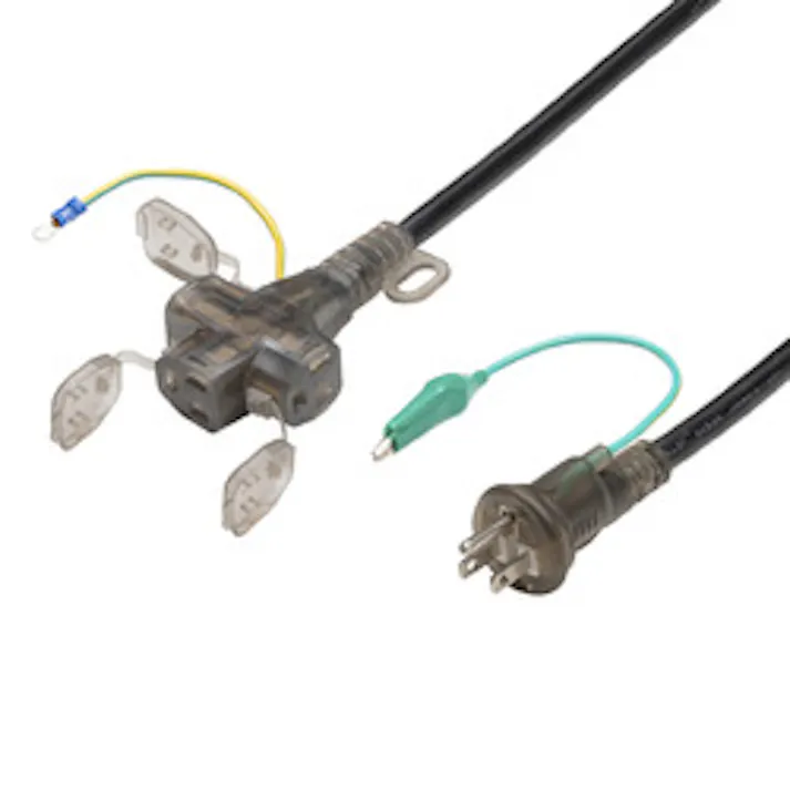 アースピン折りたたみプラグ、防塵キャップ付き電源延長コード(3個口