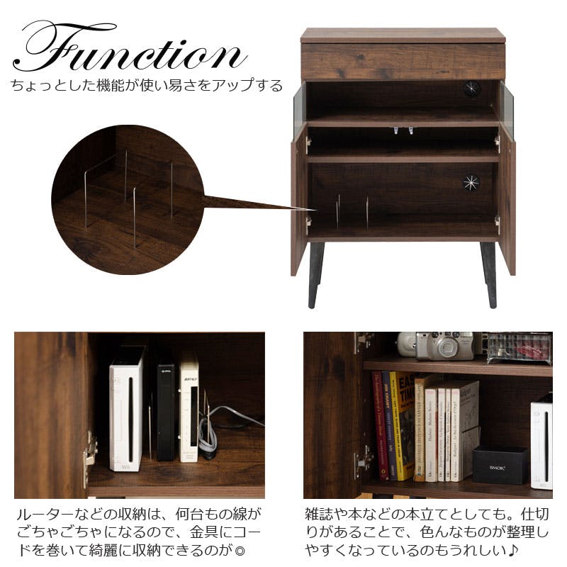 ARIZONA】幅60.5 奥行30 高さ80.5 電話台 ルーター収納 キャビネット