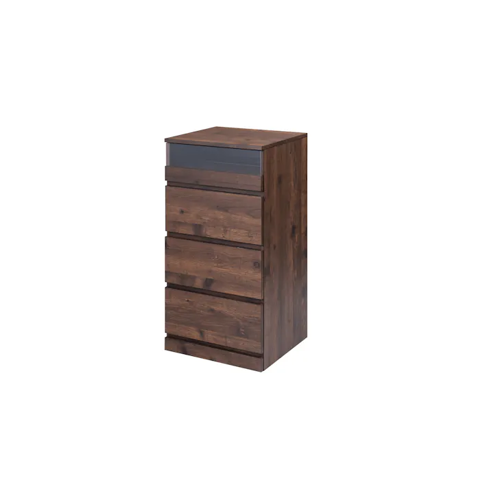 【ARIZONA】シークレット収納付き 全段スライドレール付き 幅45cmスリムチェスト ハイチェスト ローチェスト 引出し 引き出し ヴィンテージ ブラウン ガラスショーケース タンス 収納棚 ラック 木製 おしゃれ 衣類収納 箪笥 アクセサリー収納 A4収納 防犯 防犯グッズ