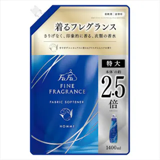 プレミアム柔軟剤 ファーファ ファインフレグランス【オム】詰め替え 1400ml ×1点 【送料込み】クリスタルムスクの香り 特大サイズ 本体の2.5倍 抗菌・防臭 #hrm-4902135672922