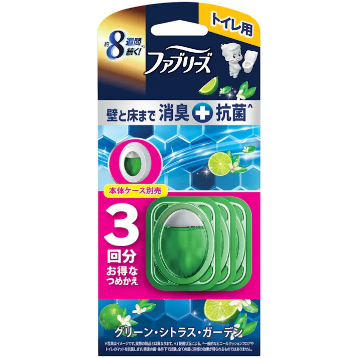 【12点まとめ買い】ファブリーズトイレ用消臭剤プレミアムシリーズ+抗菌グリーンシトラスガーデンつめかえ 3回分 × 12点 【送料込み】 #hrm-4987176343345