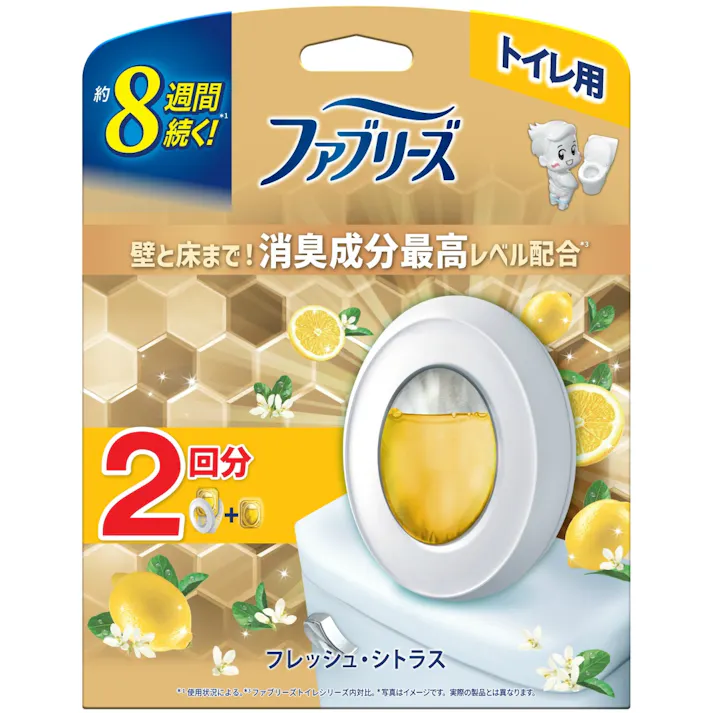 【12点まとめ買い】ファブリーズトイレ用消臭剤プレミアムシリーズ消臭成分最高レベルフレッシュシトラス本体+つめかえ 2回分 × 12点 【送料込み】 #hrm-4987176343352
