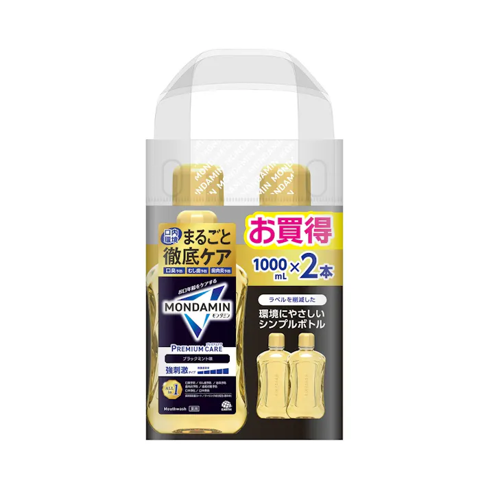 【4点まとめ買い】モンダミン プレミアムケア ブラックミント 1000ml 2P × 4点 【送料込み】 #hrm-4901080312211