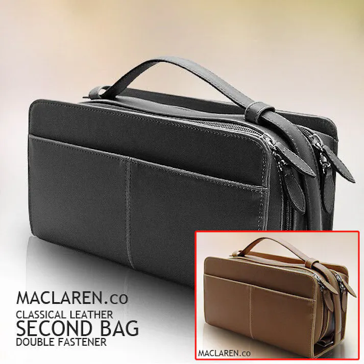 ボックスタイプダブルファスナー式セカンドバッグ AN-2133/【MACLAREN.co】ブラウン #flc-an-2133br