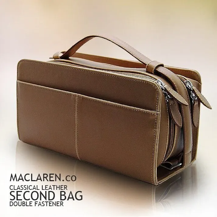 ボックスタイプダブルファスナー式セカンドバッグ AN-2133/【MACLAREN.co】ブラウン #flc-an-2133br