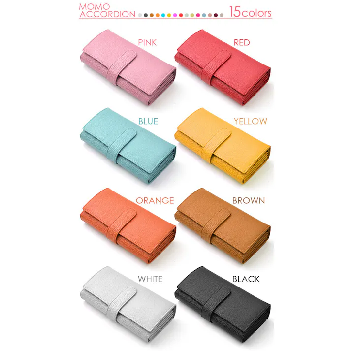 レディース牛革アコーディオン長財布 AN-469 【MOMO】/ ウォレット/レッド #flc-an-469rd