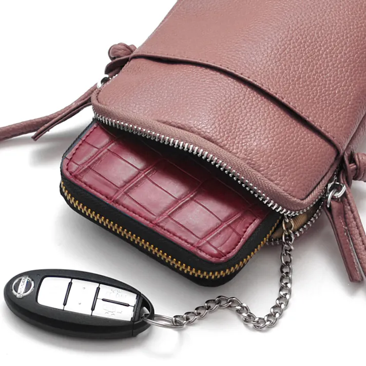 レザー(牛革)スマートポシェット(サコッシュ) AN-7162 【MOMO】/ポーチ/ブラック #flc-an-7162bk