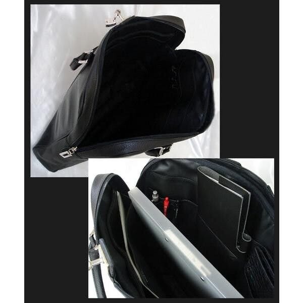 牛床革（エンボス加工）南京錠付きビジネスバッグ AN-85BK【MOMO