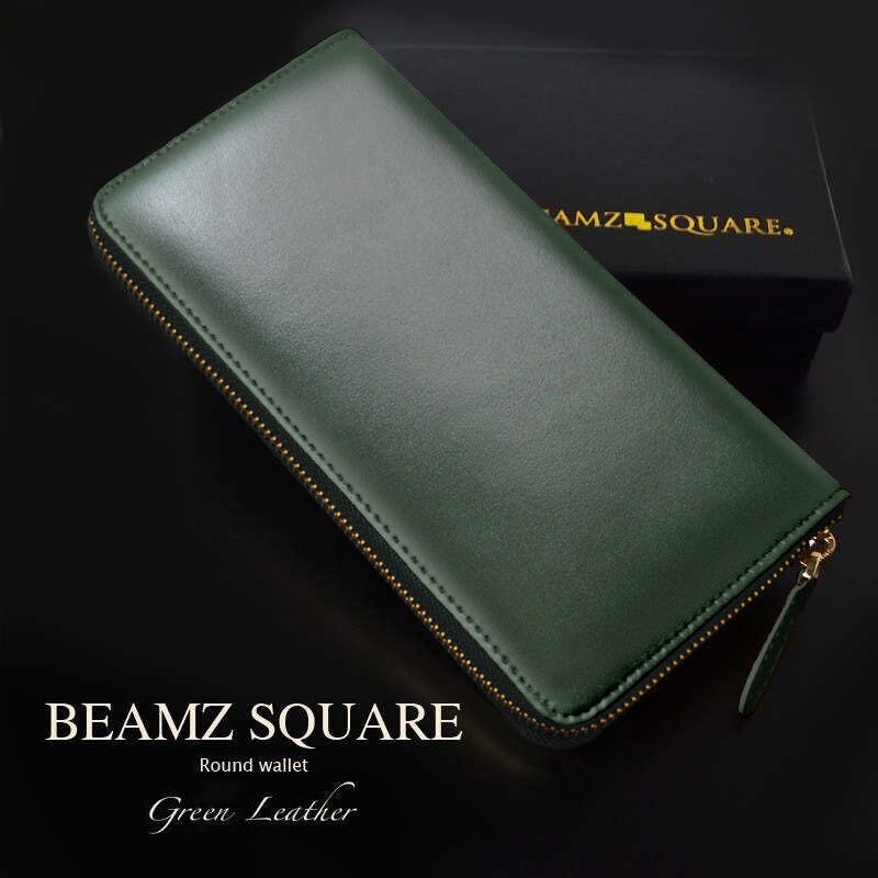 牛革グリーン×ゴールドカラー ラウンドファスナー長財布 BS-15805GRN/風水/金運グリーン #flc-bs-15805grn 紳士財布 牛革グリーン×ゴールドカラー ラウンドファスナー長財布 BS-15805GRN/風水/金運グリーン #flc-bs-15805grn 紳士財布