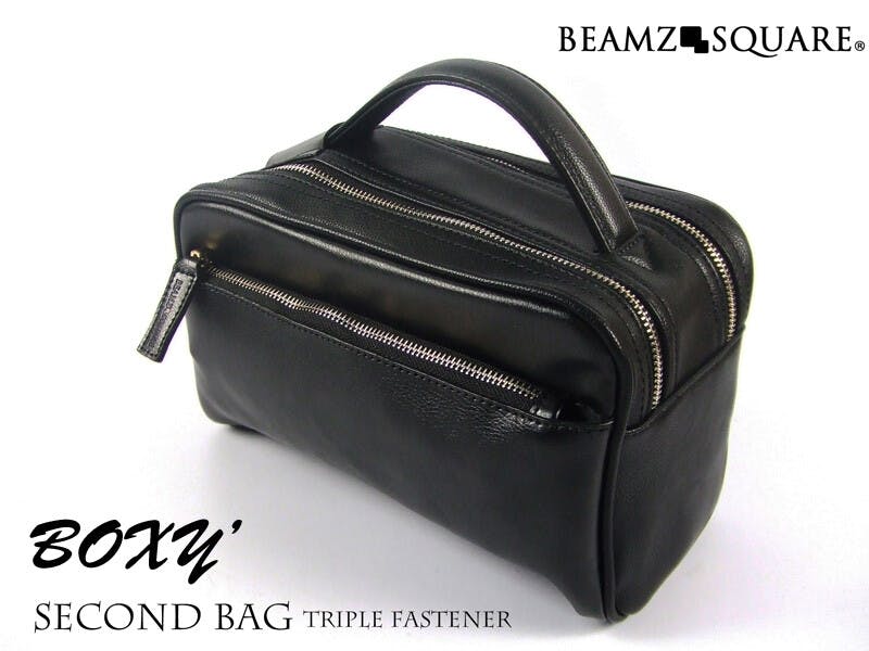 BOXYサフィアーノ牛革セカンドバッグ BS-2405BK 【BEAMZSQUARE】 ＃flc-bs-2405