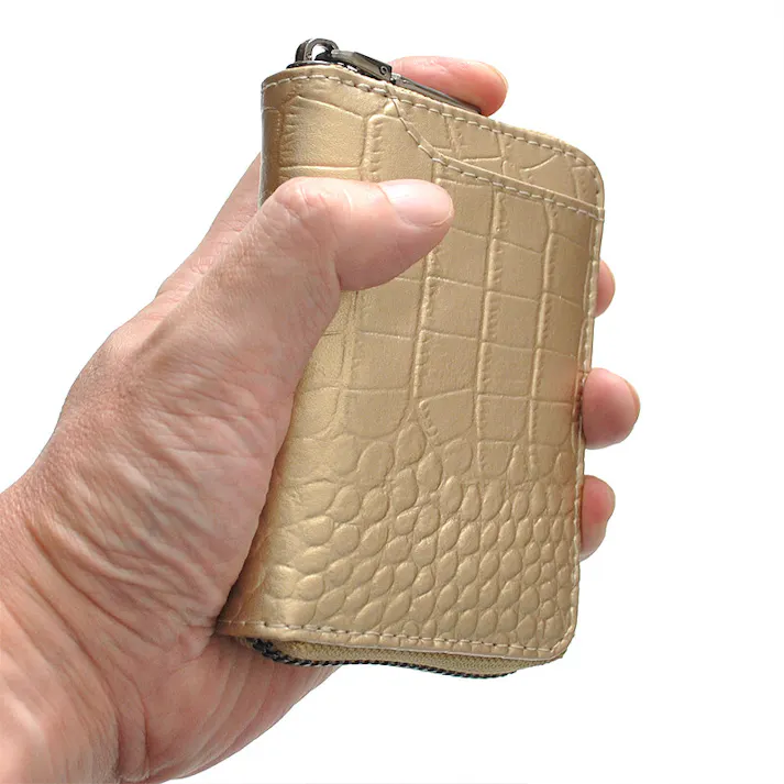 クロコ型押し牛革コインケース BS-3158 【BEAMZSQUARE】/風水/金運/ラウンドファスナー #flc-bs-3158gd