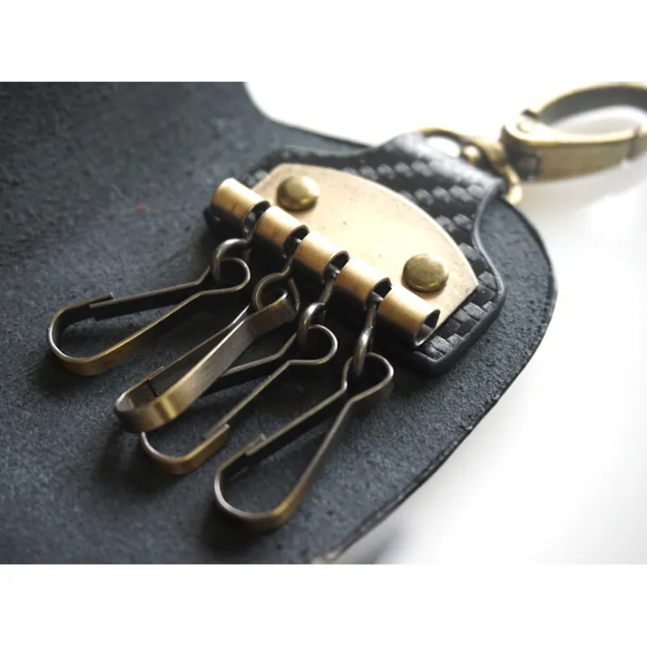 カーボンレザー(牛革)4連キーケース BS-6111【BEAMZSQUARE】/ナスカン #flc-bs-6111