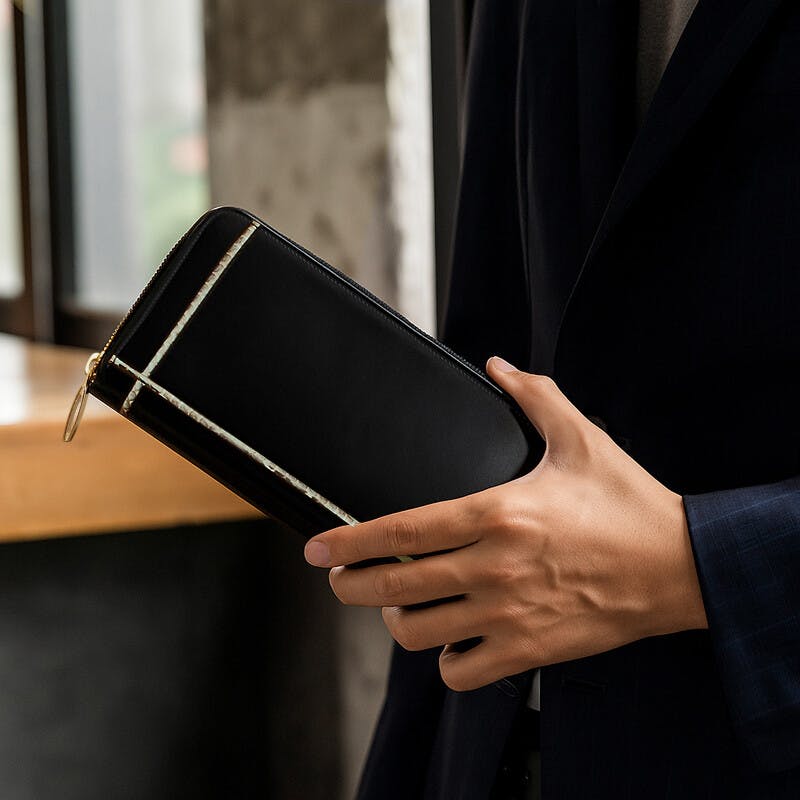 蛇革クロスライン×馬革ラウンドファスナー長財布 BZSQ-318