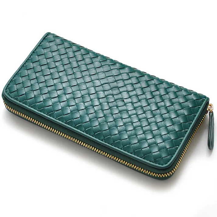 新色ゴールド入荷♪メッシュシープスキンラウンドファスナー長財布 E-031M 【MOMO】革財布/メッシュブラック #flc-e-031m-bk