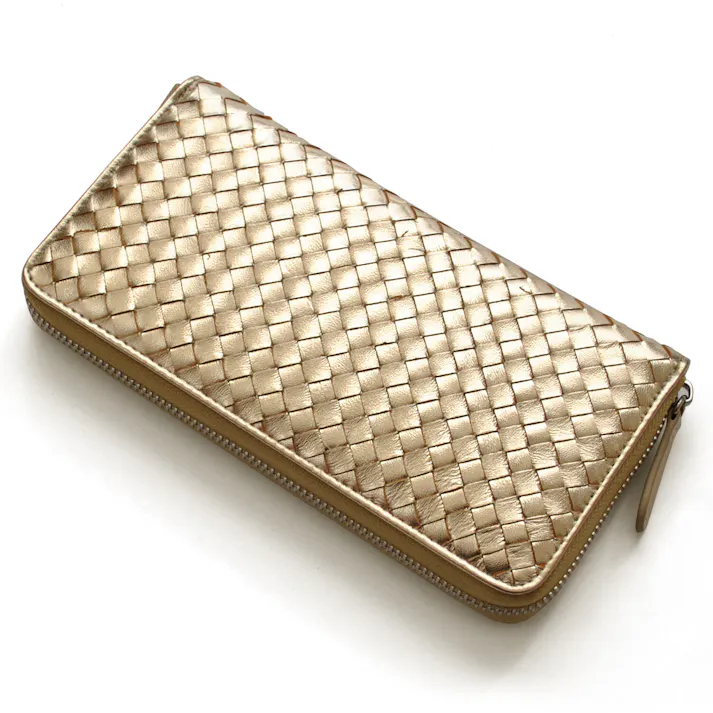 新色ゴールド入荷♪メッシュシープスキンラウンドファスナー長財布 E-031M 【MOMO】革財布/メッシュブラック #flc-e-031m-bk