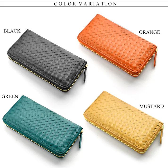 新色ゴールド入荷♪メッシュシープスキンラウンドファスナー長財布 E-031M 【MOMO】革財布/メッシュチョコ #flc-e-031m-ch