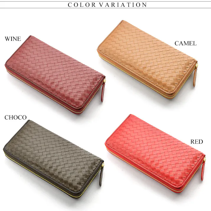 新色ゴールド入荷♪メッシュシープスキンラウンドファスナー長財布 E-031M 【MOMO】革財布/メッシュレッド #flc-e-031m-rd