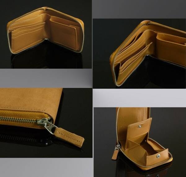 バッファローレザー（水牛革）ラウンドファスナーショートウォレット