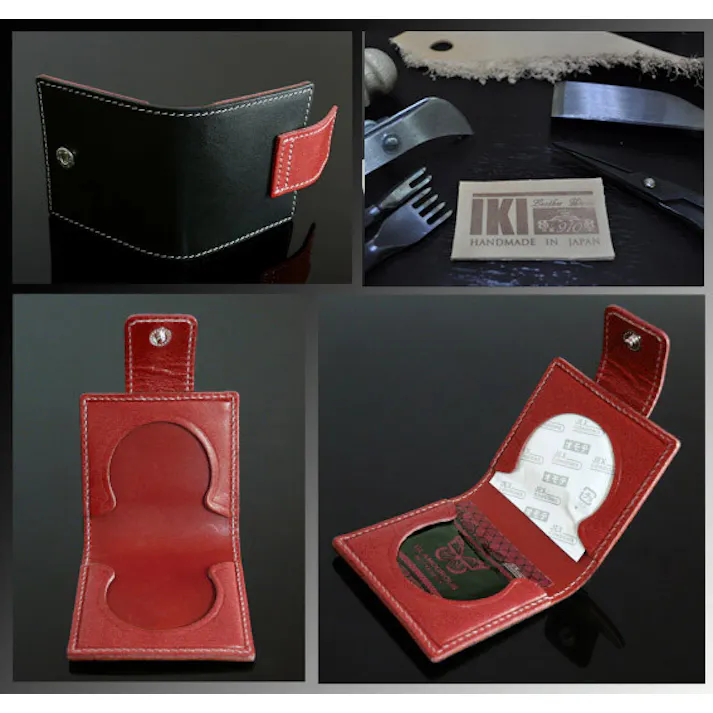 日本国産 オール栃木レザーコンドームケース 黒×赤 スタイリッシュ高級牛革スキンケース【イキレザー】 #flc-iki-c11bk/rd