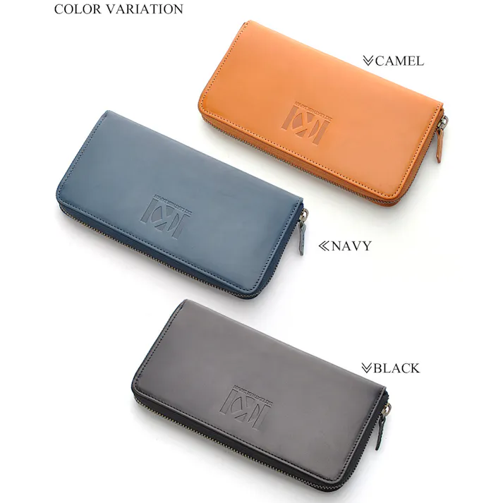 日本国産財布 栃木レザー(ヴォーノアニリン)ラウンドファスナー長財布/【IKILEATHER】ブラック #flc-iki-v0177-bk