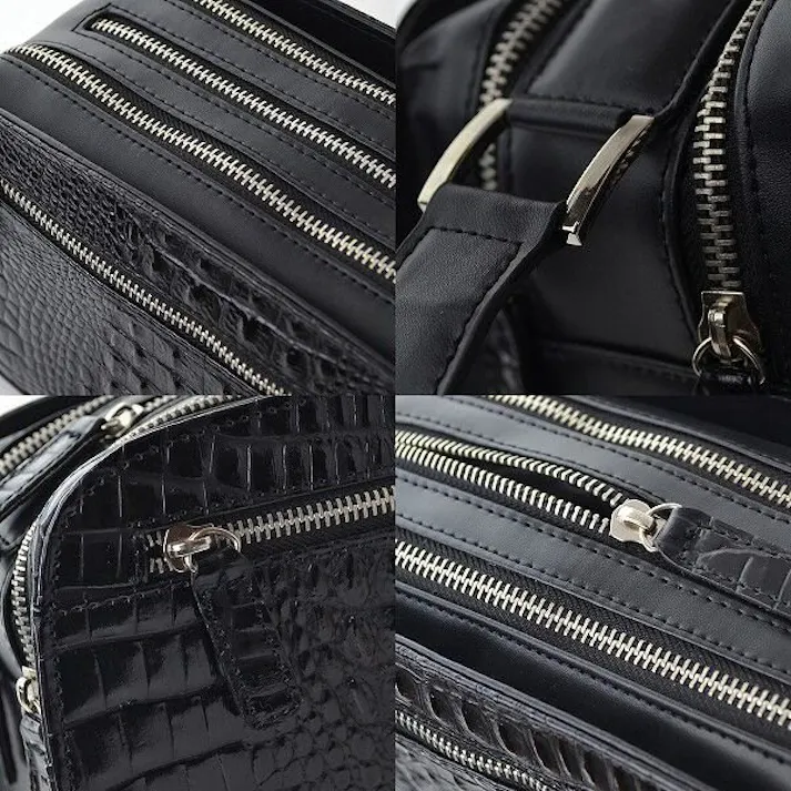 クロコ型押し牛革トリプルファスナーセカンドバッグ IS-016【Christina A.G.】 #flc-is-016