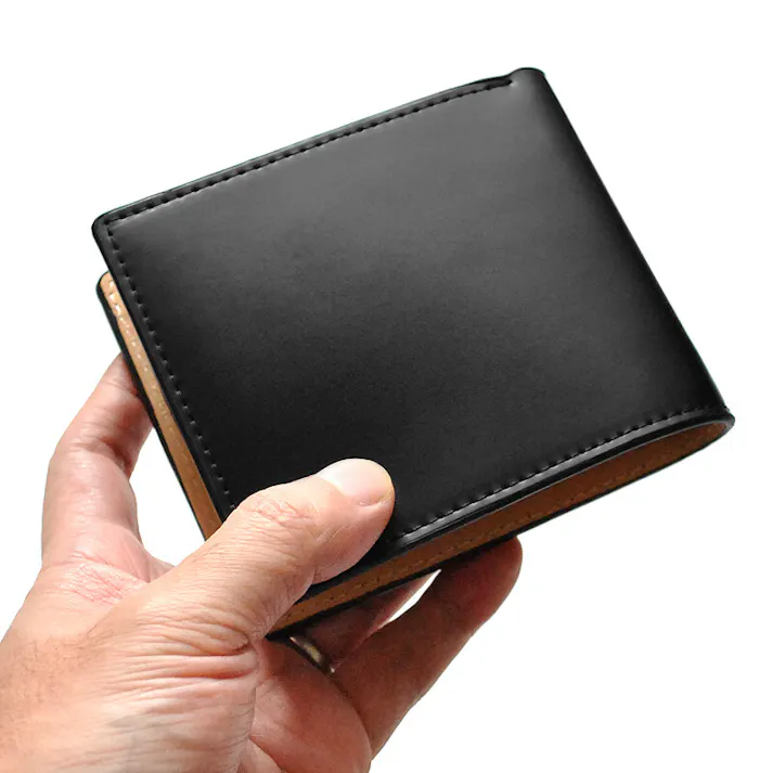 コードバン×バッファロー高級二つ折り財布 進化系リッチコードバンMH-911【MOMO】 ブラック #flc-mh-911bk